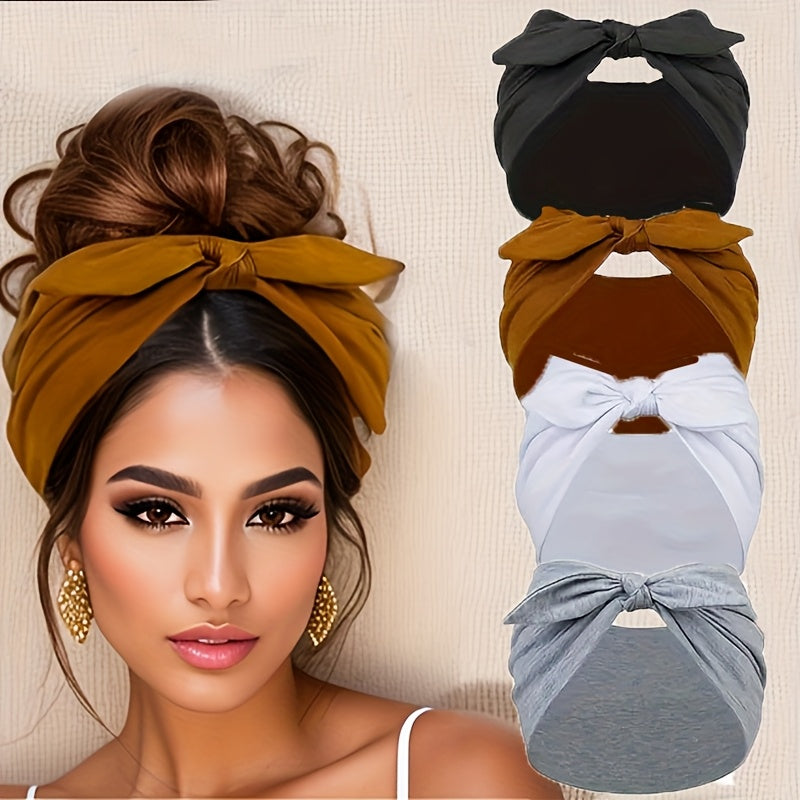 4pcs Wide Rabbit Ears Elastic Ribbon Hair Accessories Suit, Sports Yoga Headband, Soft And Comfortable Wide Brim Hair Band, Valentine'S Day Gift For Women